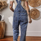 Sail Blue Denim Bib Straight Leg Jumpsuit with Pockets