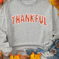 Gray THANKSFUL Shiny Letter Printed Graphic Sweatshirt