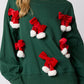 Blackish Green Christmas Bowknot Decor Crewneck Pullover Sweatshirt