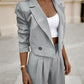 Striped Blazer Coat & Straight Leg Pants Set