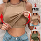 2 Piece Built in Bra Crewneck Tank Top Terry Towelling Lined Sleeveless Slim Fit Layering Shirt Tops