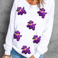 White Sequin Balloon Puppy Graphic Mardi Gras Sweatshirt