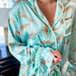 Green Leopard Satin Ruffle Pajama Short Set