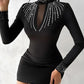 Rhinestone Decor Long Sleeve Bodycon Dress