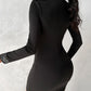 Rhinestone Decor Long Sleeve Bodycon Dress