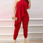 One Shoulder Asymmetrical Ruffles Jumpsuit