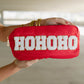 Fiery Red HOHOHO Chenille Glitter Zipper Large Makeup Bag