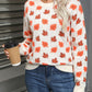 White Fall Leaves Pattern Crew Neck Sweater