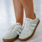 Beau Blue Striped Lace-up Flat Sneakers