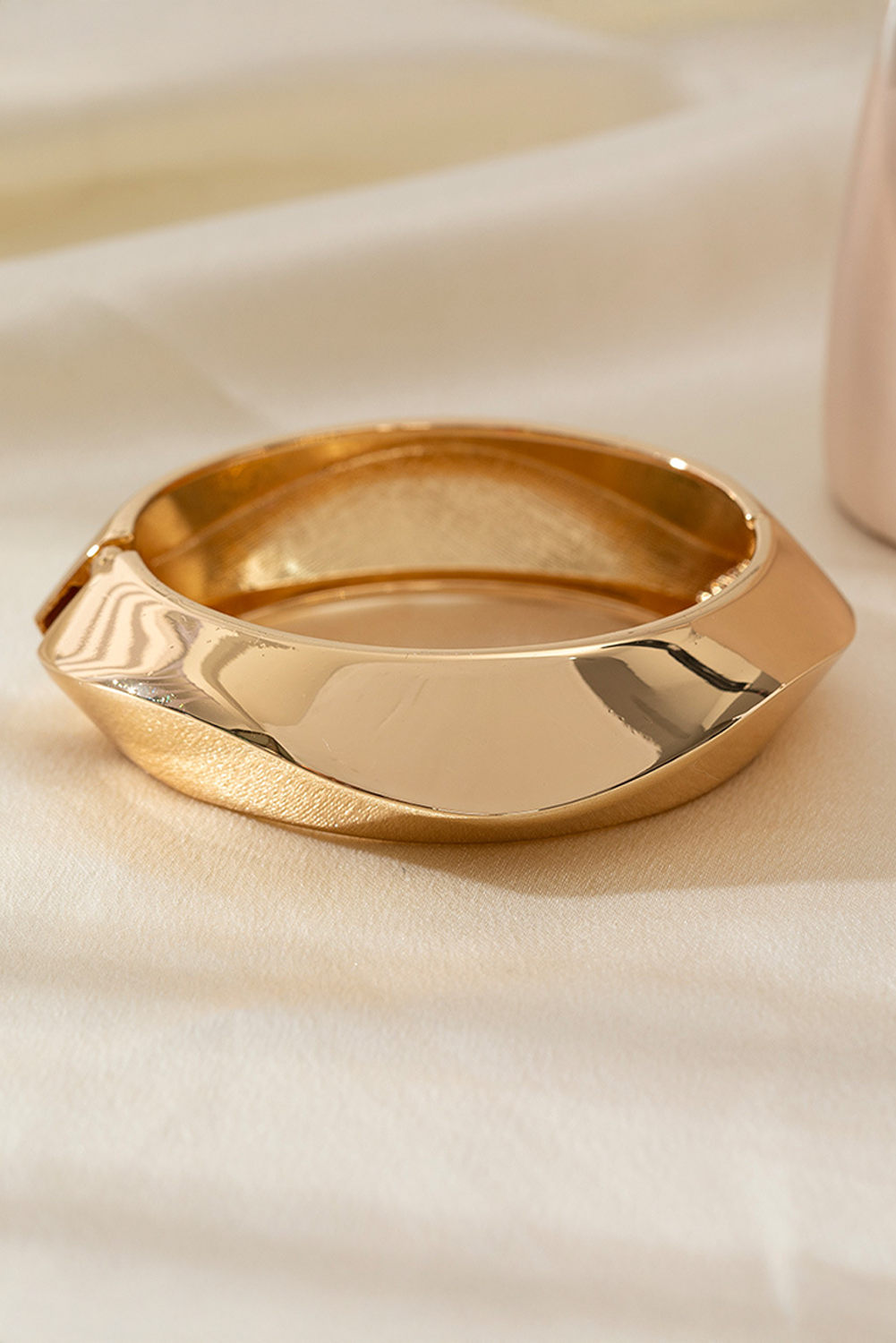 Gold Asymmetric Plated Alloy Bangle Bracelet