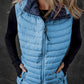 Sky Blue Plush Collared Quilted Zipped Puffer Vest