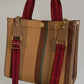 Coffee Color Block Canvas Large Tote Bag