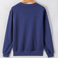 Navy Blue Plain Drop Shoulder Crewneck Pullover Sweatshirt