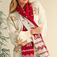 Burgundy Elk Christmas Tree Print Knitted Scarf