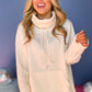 Apricot Drawstring Turtleneck Dolman Sleeve Sweatshirt