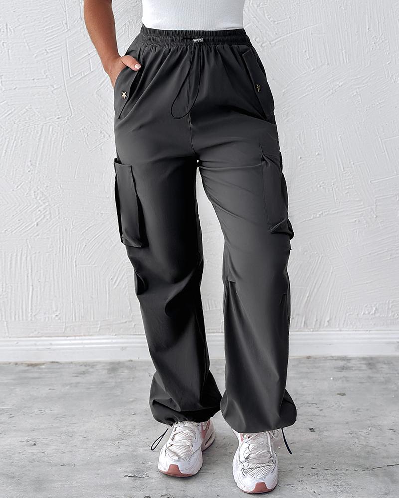 Drawstring Pocket Design Cargo Pants