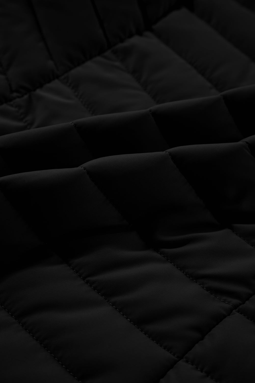 Black Plush Collared Quilted Zipped Puffer Vest