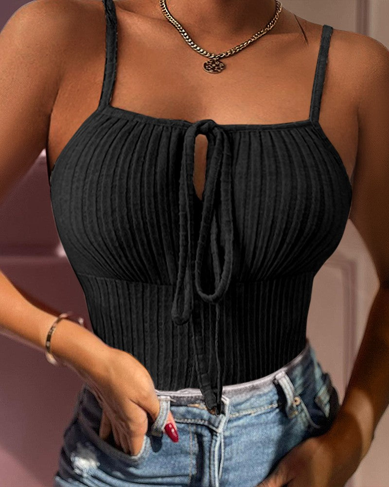 Tied Detail Ribbed Cami Top