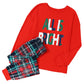 Multicolor ALL IS BRIGHT Graphic Christmas Plaid Pajamas Set