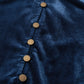 Navy Blue Frilled Neck Buttoned Front Velvet Top