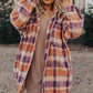 Multicolour Plus Size Plaid Print Collared Button up Jacket