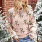 Light Pink Christmas Reindeer Pattern Drop Shoulder Sweater