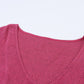 Rose U Neck Textured Long Sleeve Top