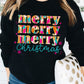 Black Merry Christmas Painted Crew Neck Graphic Sweatshirt