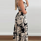 Floral Print Square Neck Sleeveless Backless Dress Casual Hollow out Flowy A Line Maxi Dress