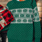 Green Christmas Snowflake Dotted Print Round Neck Sweater