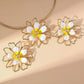 Yellow Hollow Out Flower Shape Plated Earrings and Choker Set