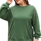 Blackish Green Loose Patchwork Crewneck Plus Size Sweatshirt