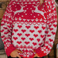 Fiery Red Merry Christmas Reindeer Heart Pattern High Neck Sweater