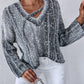 Ombre V Neck Contrast Sequin Drop Shoulder Knit Sweater