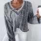 Ombre V Neck Contrast Sequin Drop Shoulder Knit Sweater