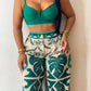 Palm Leaf Print Pocket Design Wide Leg Pants