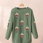 Grass Green Christmas Nutcracker Graphic Corded Pullover Sweatshirt