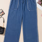 Sail Blue Washed Denim Chambray Loose Plus Size Pants