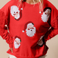 Fiery Red Sequined Santa Claus Long Sleeve Christmas Sweatshirt