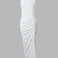 Side Slit Drawstring Ruched Bodycon Casual Sun Maxi Dresses Sleeveless Ribbed Tank Dress