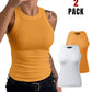 2 Pack Round Neck Thick Strap Racerback Ribbed Tank Slim Fit Tops without Bra Pads