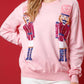 Pink Sequin Nutcracker Christmas Crew Neck Sweatshirt