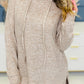 Apricot Drawstring Cowl High Neck Long Sleeve Split Top