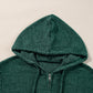 Evergreen Ribbed Zip Up Front Drawstring Hoodie