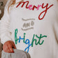 White Tinsel Merry AND Bright Pattern Plus Size Christmas Sweater