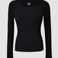 U Neck Built in Bra Long Sleeve Ribbed Top