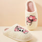 White Cowgirl Hat & Boot Printed Plush Thermal Home Slippers