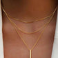 Gold Bar Pendant Layered Adjustable Chain Necklace