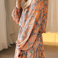 Orange Paisley Print Loose Fit Drawstring High Waist Mini Dress