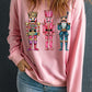 Pink Heat Transfer Printing Nutcracker Graphic Christmas Sweatshirt